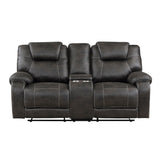 Gainesville Chocolate Microfiber Double Reclining Love Seat with Center Console