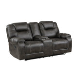 Gainesville Chocolate Microfiber Double Reclining Love Seat with Center Console