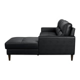 Lewes Black Leather 2-Piece Sectional with Right Chaise