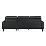 Lewes Black Leather 2-Piece Sectional with Right Chaise