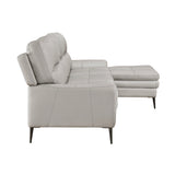 Essex Light Gray Leather 2-Piece Sectional with Right Chaise