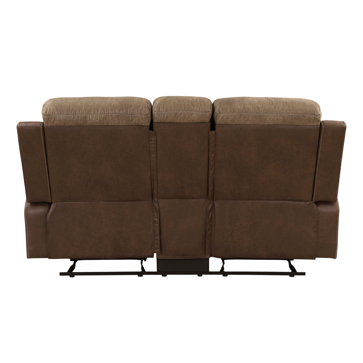 Glendale Brown Microfiber Double Glider Reclining Love Seat with Center Console