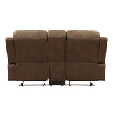 Glendale Brown Microfiber Double Glider Reclining Love Seat with Center Console