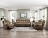 Glendale Brown Microfiber Double Glider Reclining Love Seat with Center Console