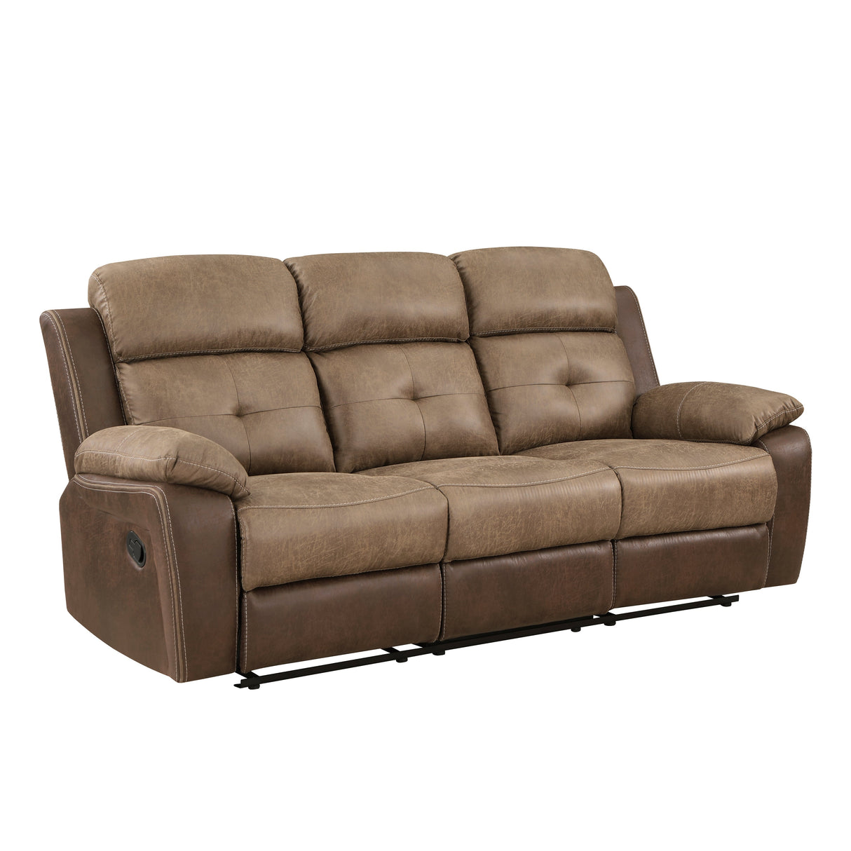 Glendale Brown Microfiber Double Reclining Sofa