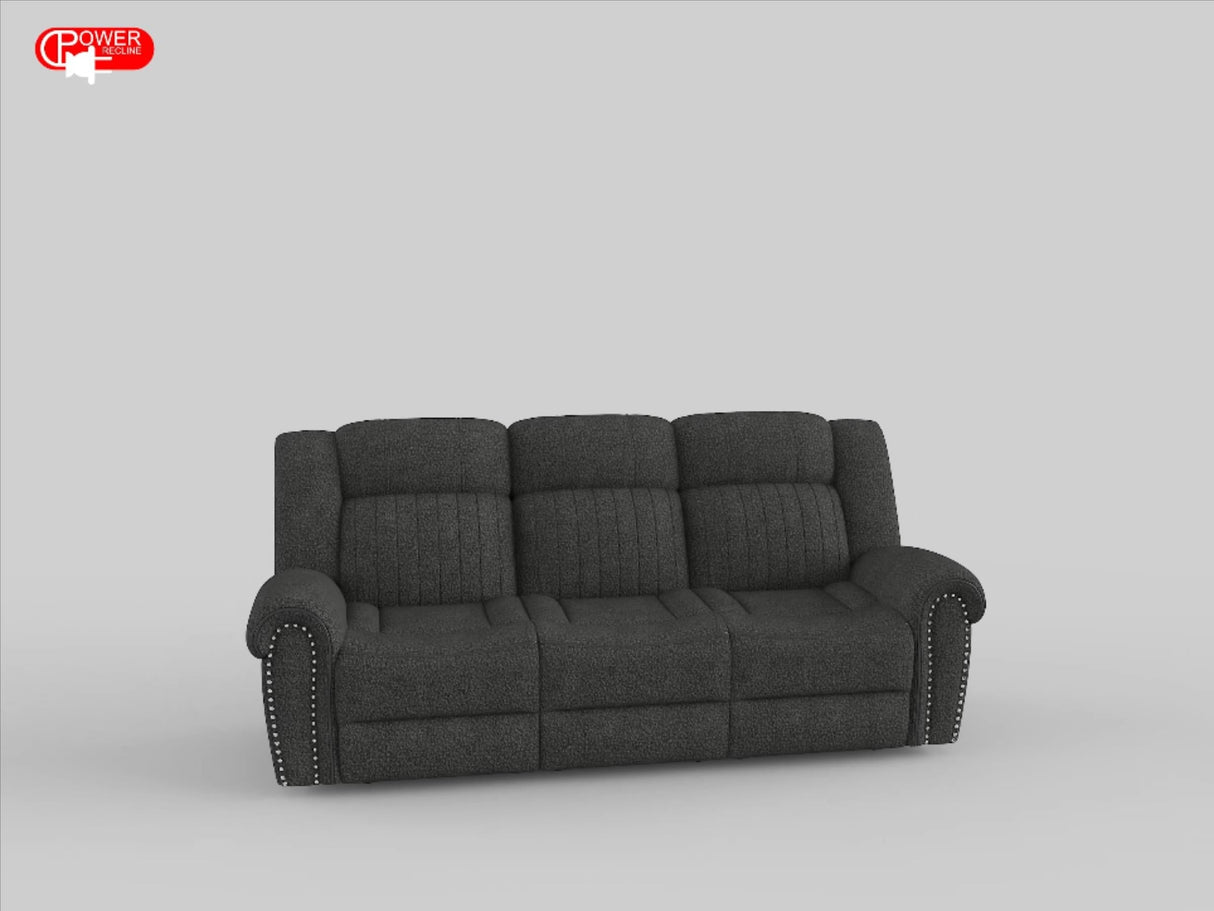 Brennen Charcoal Power Double Reclining Sofa