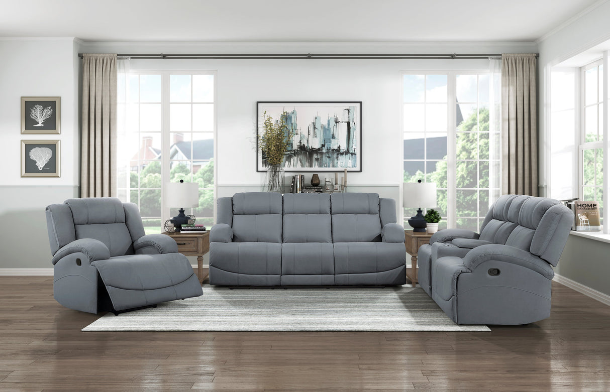 Camryn Graphite Blue Double Reclining Sofa