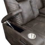 Tabor Dark Brown Power Double Reclining Loveseat