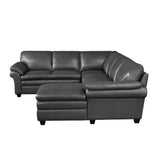 Exton Gray Leather 4-Piece Sectional with Right Chaise