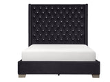 Franco Black Velvet King Upholstered Bed - Eve Furniture