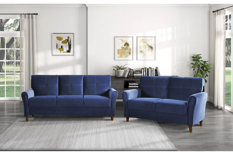 Blue Velvet Living Room Set