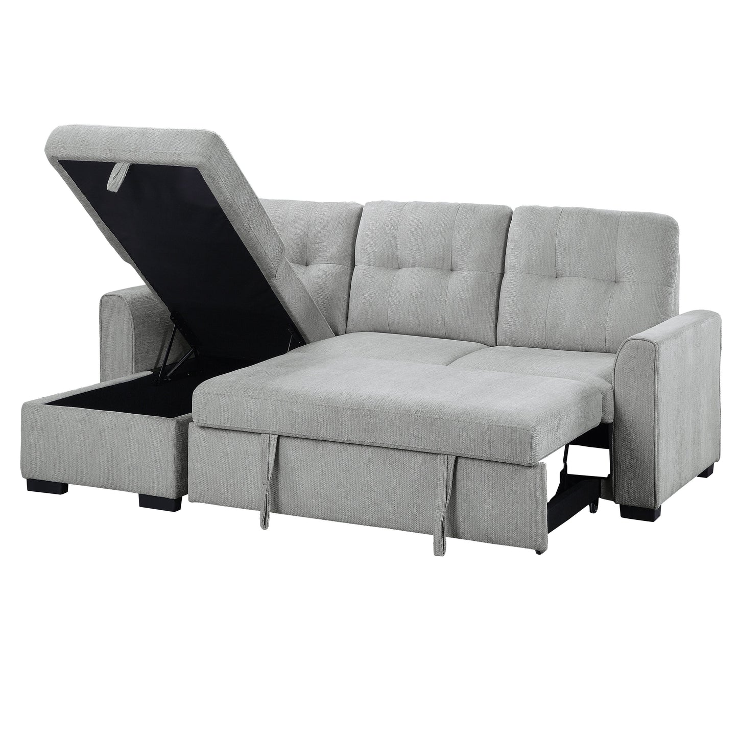 Carolina Gray Reversible Storage Sleeper Sofa Chaise