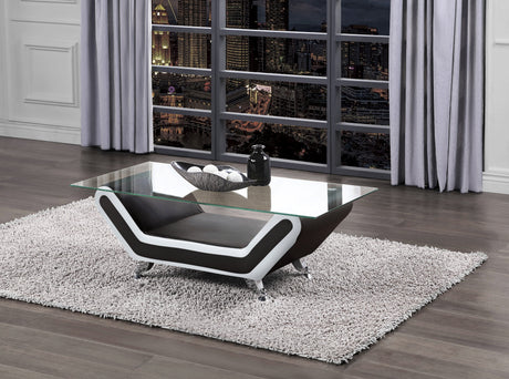 Matteo White/Black Faux Leather Cocktail Table