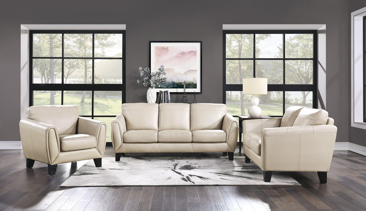 Spivey Beige Leather Loveseat