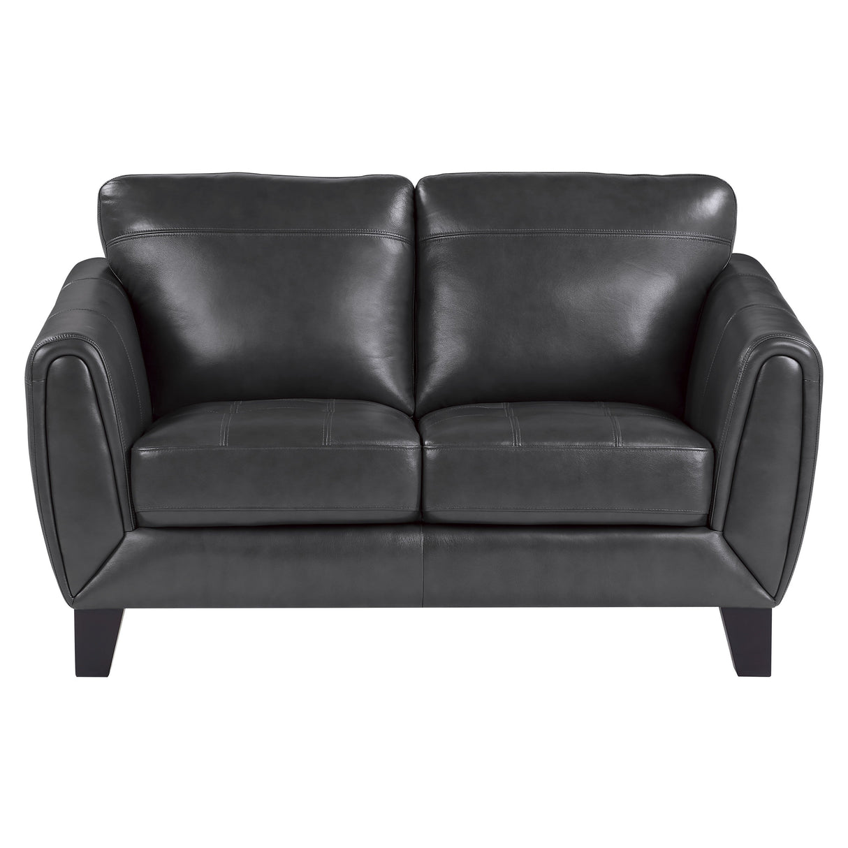 Spivey Dark Gray Leather Loveseat