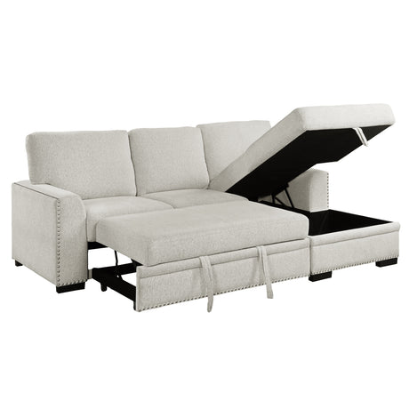 Morelia Beige RAF Storage Sleeper Sofa Chaise