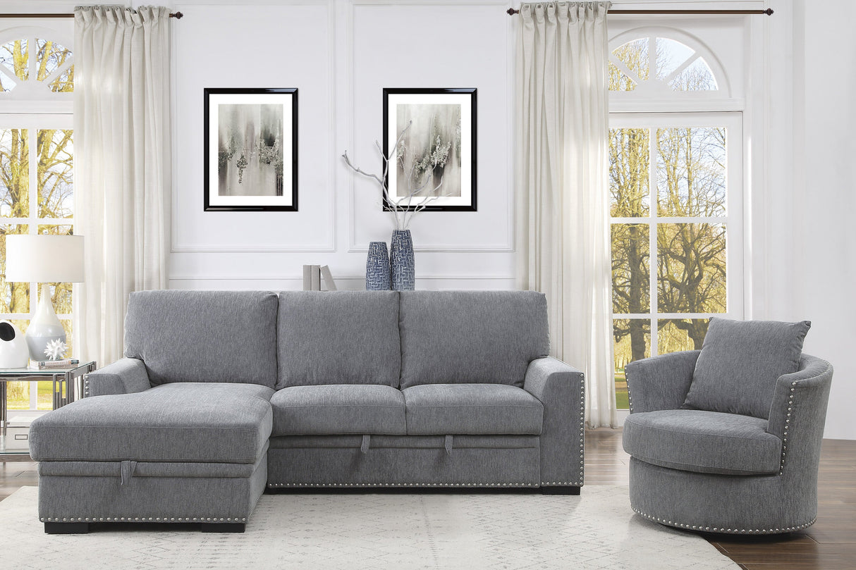 Morelia Gray LAF Storage Sleeper Sofa Chaise