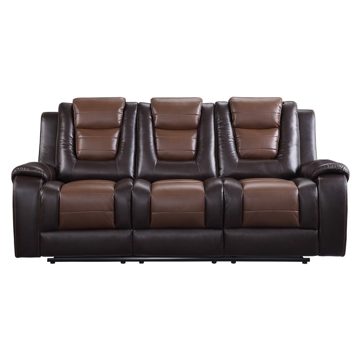 Briscoe Brown Double Reclining Sofa with Drop-Down Cup Holders
