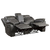 Centeroak Brownish Gray Double Reclining Loveseat with Center Console