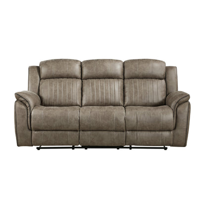 Centeroak Sandy Brown Double Reclining Sofa