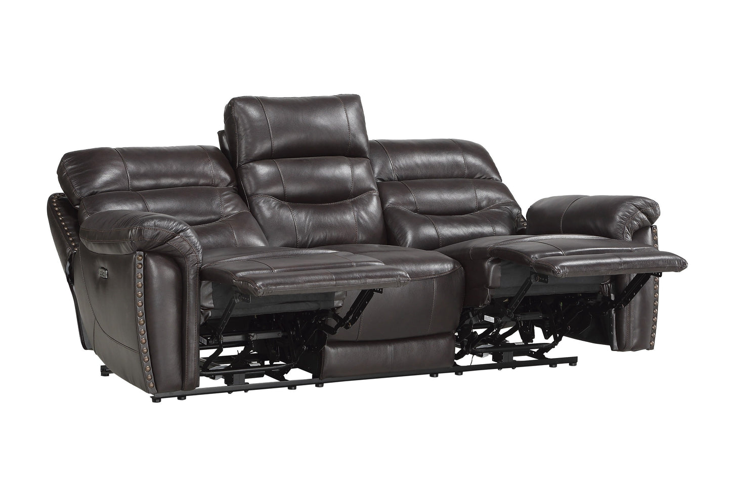 Lance Brown Leather Power Double Reclining Sofa