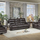 Lance Brown Leather Power Double Reclining Sofa