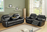 Marille Black Bonded Leather Reclining Sofa