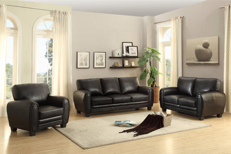 Rubin Black Faux Leather Loveseat