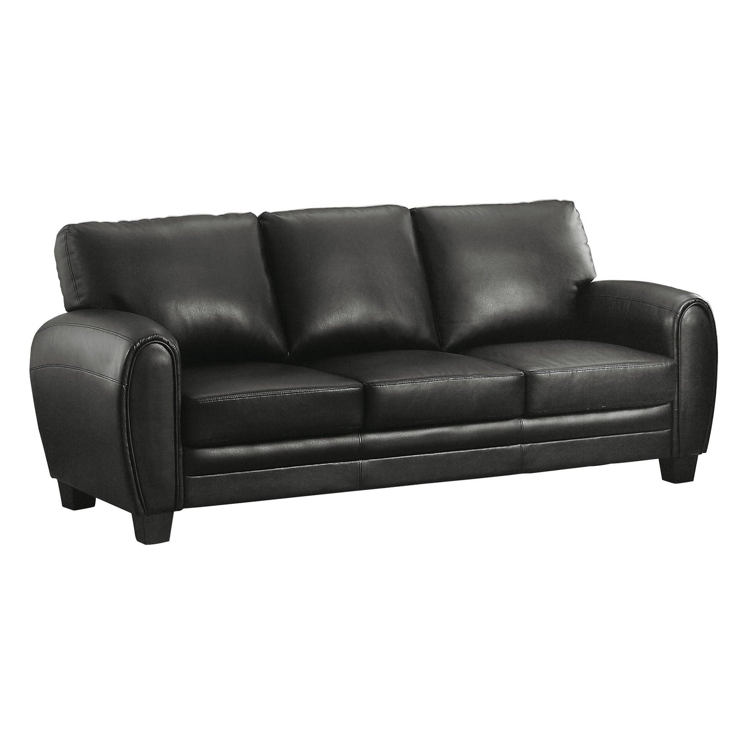Rubin Black Faux Leather Sofa