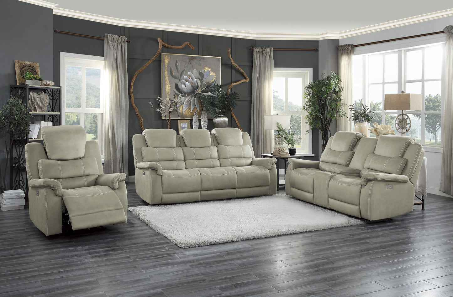 Shola Gray Power Double Reclining Sofa