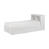 Galen White Twin Bookcase Bed with Storage Boxes