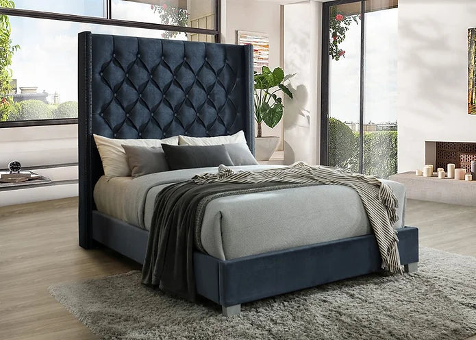 B9810 Beverly Queen Upholstered Bed (Black) - Eve Furniture