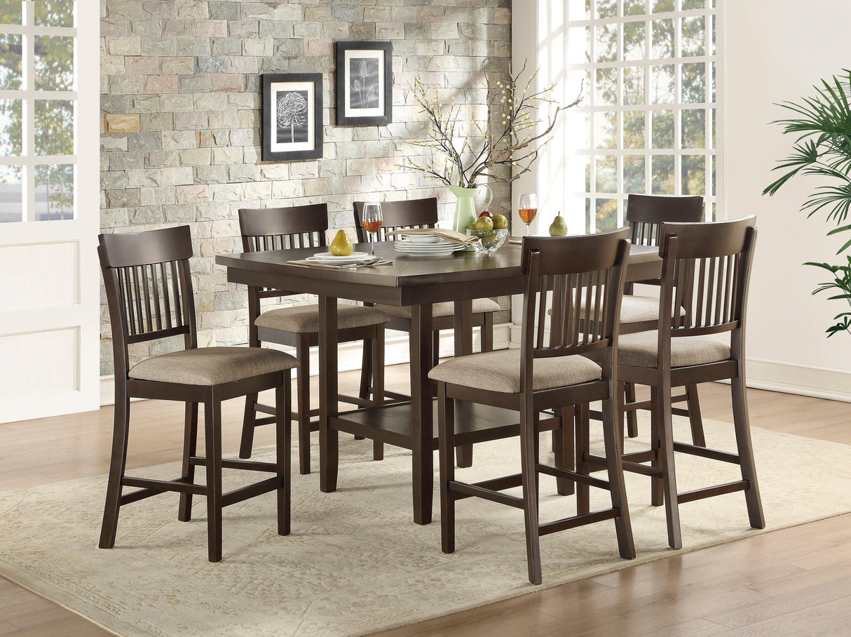 Balin Dark Brown Counter Height Chair, Slat Back, Set of 2 by Homelegance at Eve Furniture