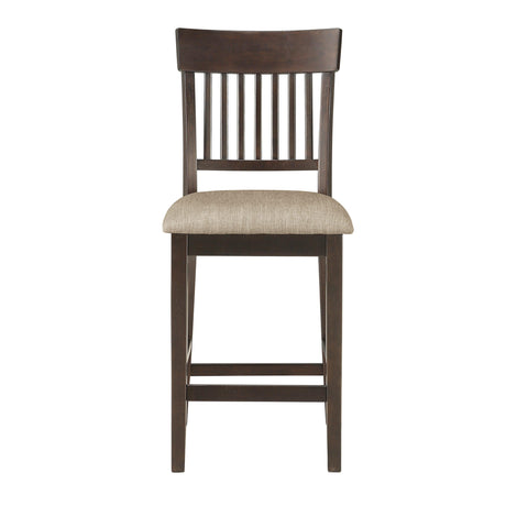 Balin Dark Brown Counter Height Chair, Slat Back, Set of 2 by Homelegance at Eve Furniture