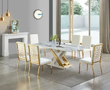 D610 VIVA Dinning TABLE  - WHITE & GOLD