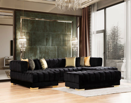 Ariana Black Velvet Ottoman