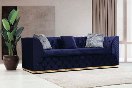 Veranda Sofa & Loveseat - Velvet Upholstery - Navy Blue