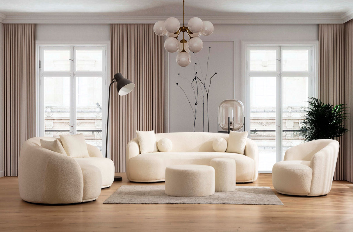Bonita Ivory Boucle Sofa & Loveseat - Eve Furniture