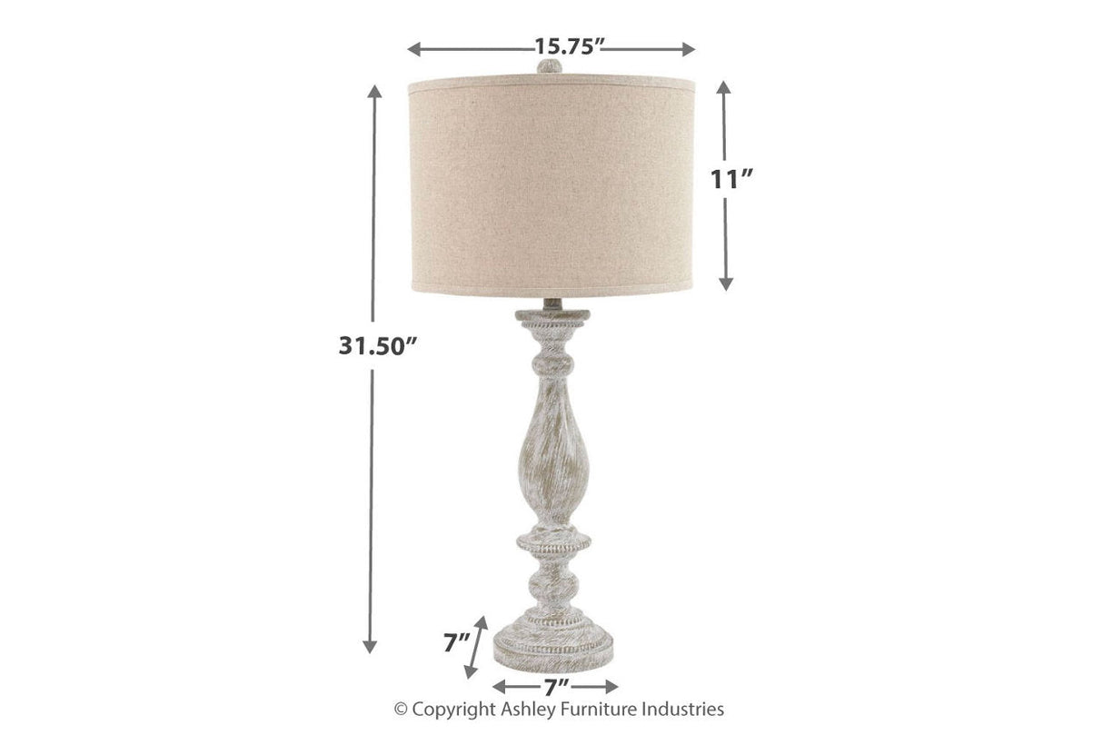 Bernadate Whitewash Table Lamp, Set of 2