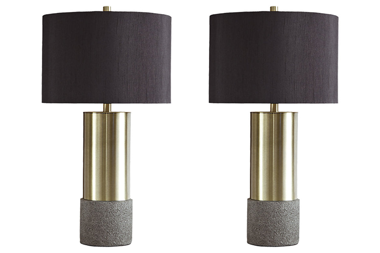 Jacek Gray/Brass Finish Table Lamp, Set of 2