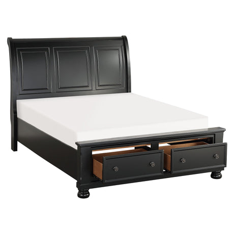 Laurelin Black Queen Sleigh Storage Platform Bed by Homelegance at Eve Furniture