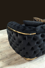 Lupino Black Velvet Living Room Set