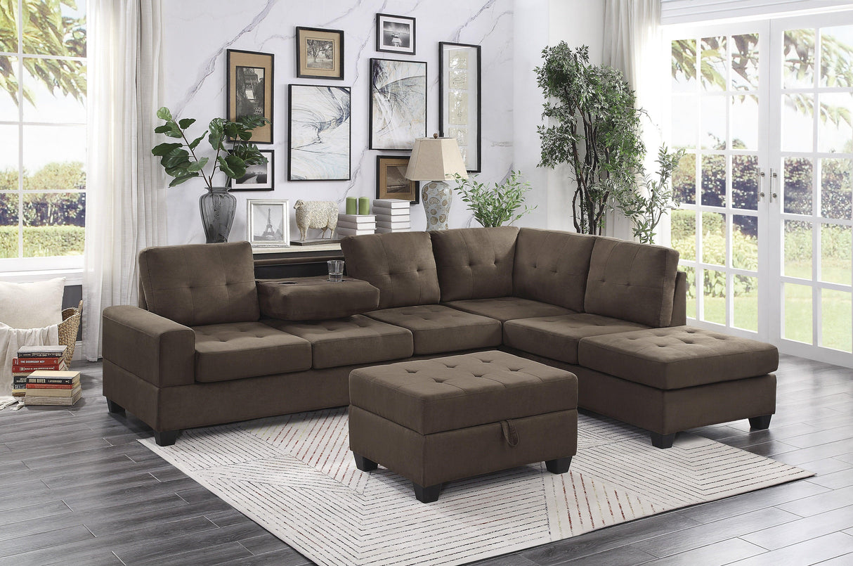 Maston Chocolate Reversible Sectional by Homelegance at Eve Furniture
