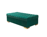 Lauren Green Velvet Rectangle Ottoman