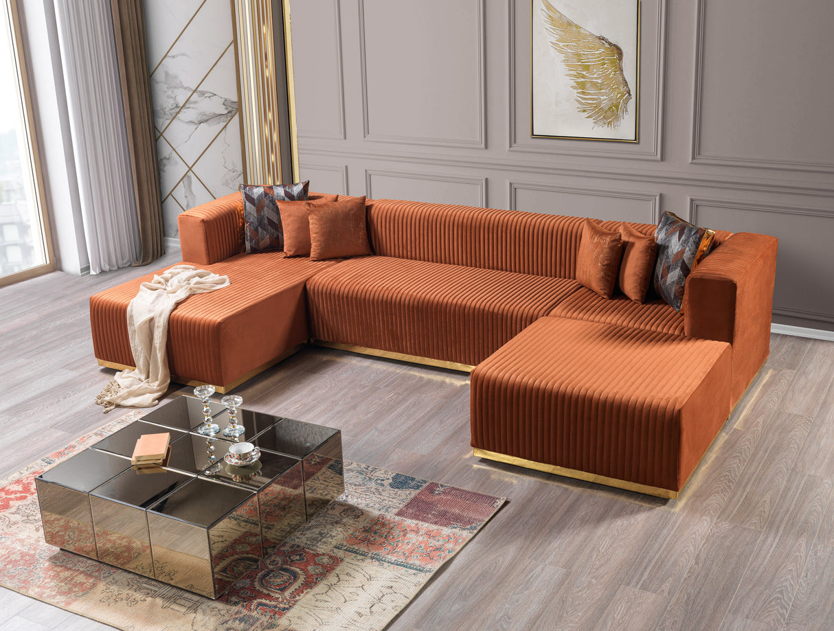 Juliana Orange Velvet 4-Piece Sectional