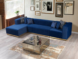 Juliana Blue Velvet 4-Piece Sectional