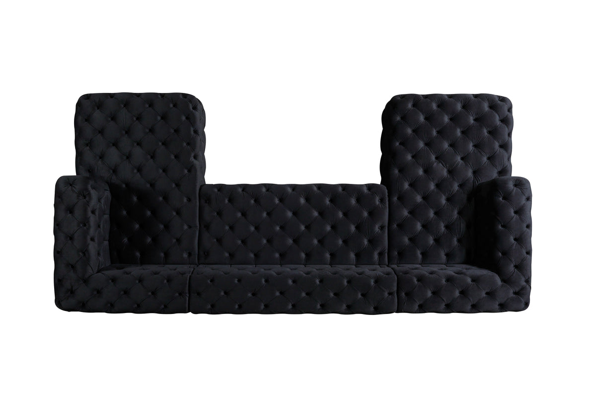 Neva Black Velvet Double Chaise Sectional - Eve Furniture
