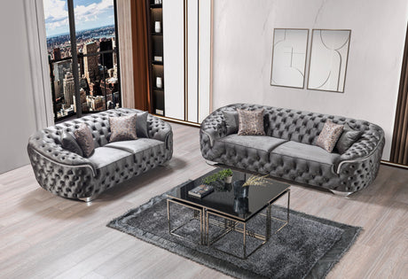 Lupino Gray Velvet  Living Room Set