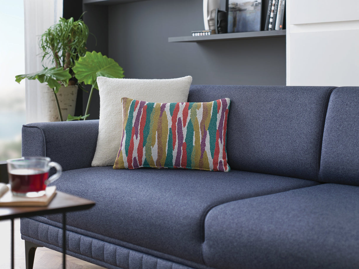 Blue velvet sofa living room