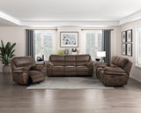 Proctor Brown Microfiber Double Reclining Sofa by Homelegance at Eve Furniture